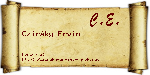 Cziráky Ervin névjegykártya