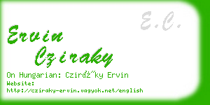 ervin cziraky business card